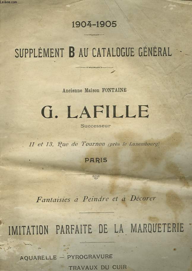 SUPPLEMENT B AU CATALOGUE GENETAL 1904 - 1905