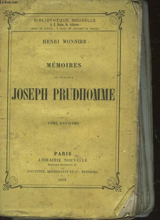 MEMOIRES DE MONSIEUR JOSEPH PRUDHOMME