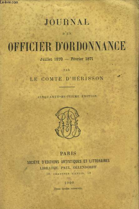 JOURNAL D'UN OFFICIER D'ORDONNACE JUILLET 1870 - FEVRIER 1871