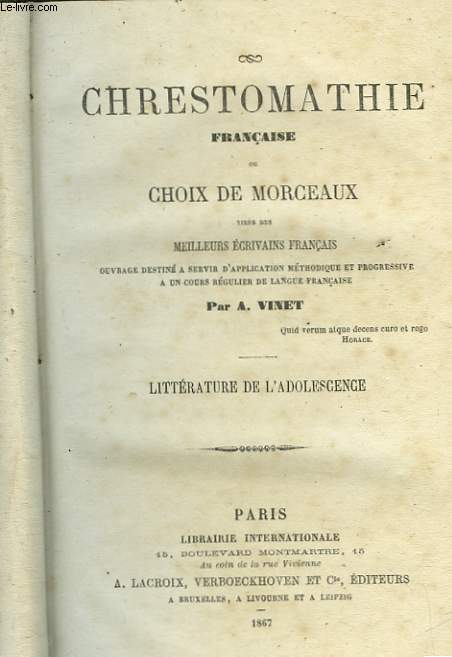CHRESTOMATHIE FRANCAISE OU CHOIX DE MORCEAUX - TOME 2