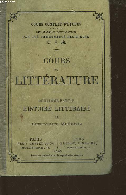 COURS DE LITTERATURE - 2 PARTIE - HISTOIRE LITTERAIRE 2 - LITTERATURE MODERNE