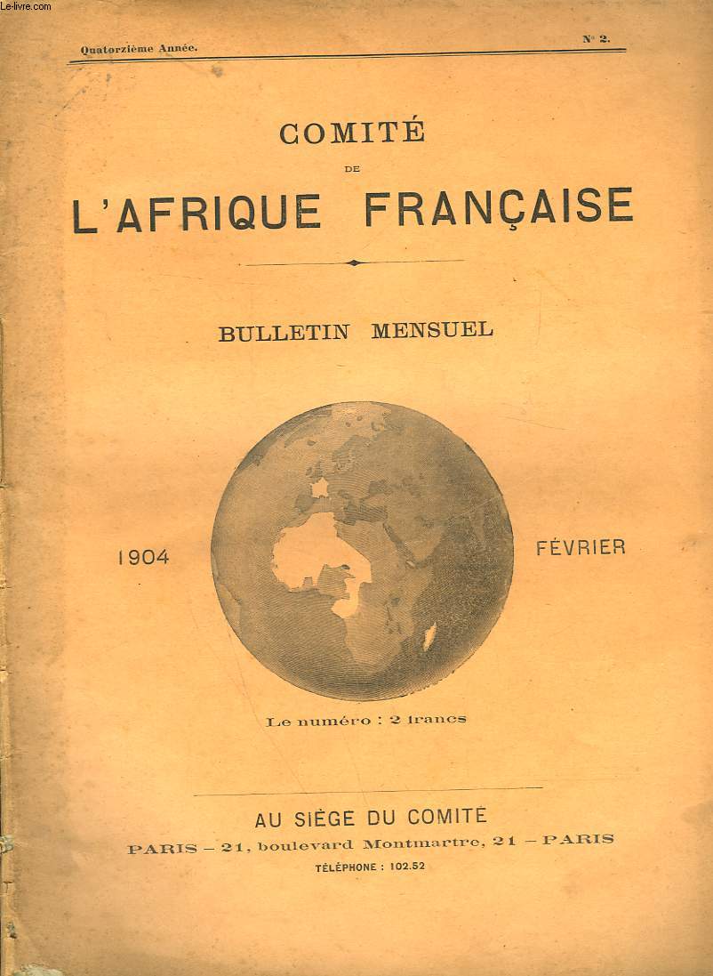 COMITE DE L'AFRIQUE FRANCAISE - 14 ANNEE N2