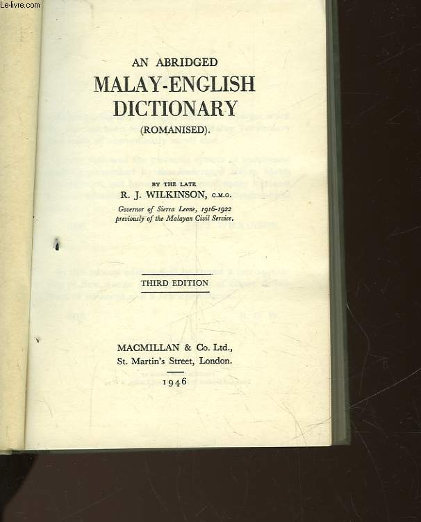 AN ABRIDGED MALAY-ENGLISH DICTIONNARY