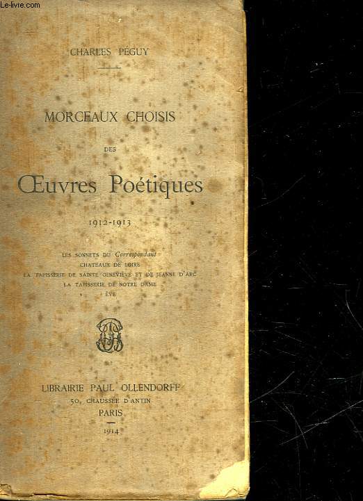 MORCEAUX CHOISIS DES OEUVRES POETIQUES - 1912 - 1913