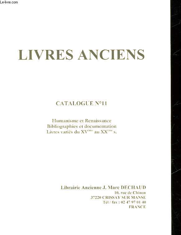 LIVRES ANCIENS - CATALOGUE N11