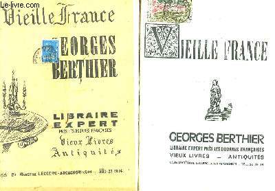 VIEILLE FRANCE - GEORGES BERTHIER - LIBRAIRIE EXPERT - LOT DE 6 CATALOGUES