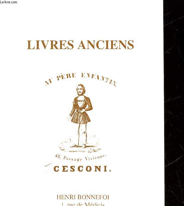 CATALOGUE - LIVRES ANCIENS - HENRI BONNEFOI - LOT DE 2