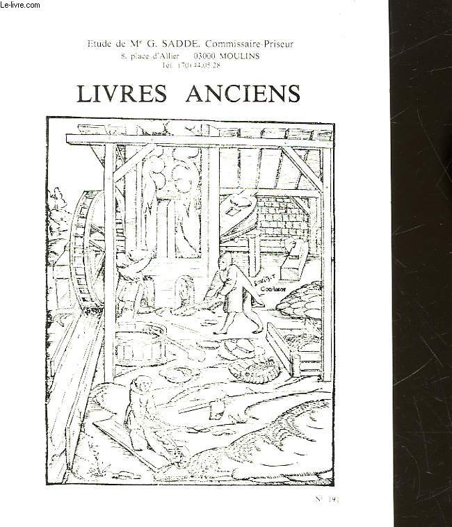 CATALOGUE - LIVRES ANCIENS - N191