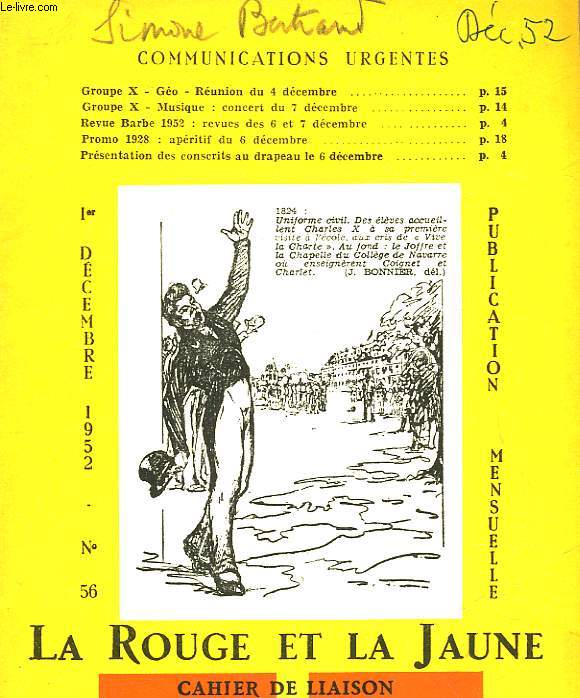 LA ROUGE ET LA JAUNE - CAHIER DE LIAISON DE L'ASSOCIATION DES ANCIENS ELEVES DE L'ECOLE POLYTECHNIQUE - N54 - 56
