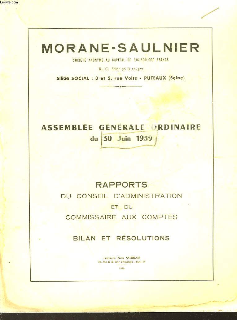 1 LOT DE 6 - MORANE-SAULNIER - ASSEMBLEE GENERALE ORDINAIRE