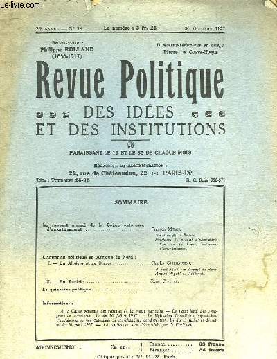 REVUE POLITIQUE DES IDEES ET DES INSTITUTIONS - 26 ANNEE - N18
