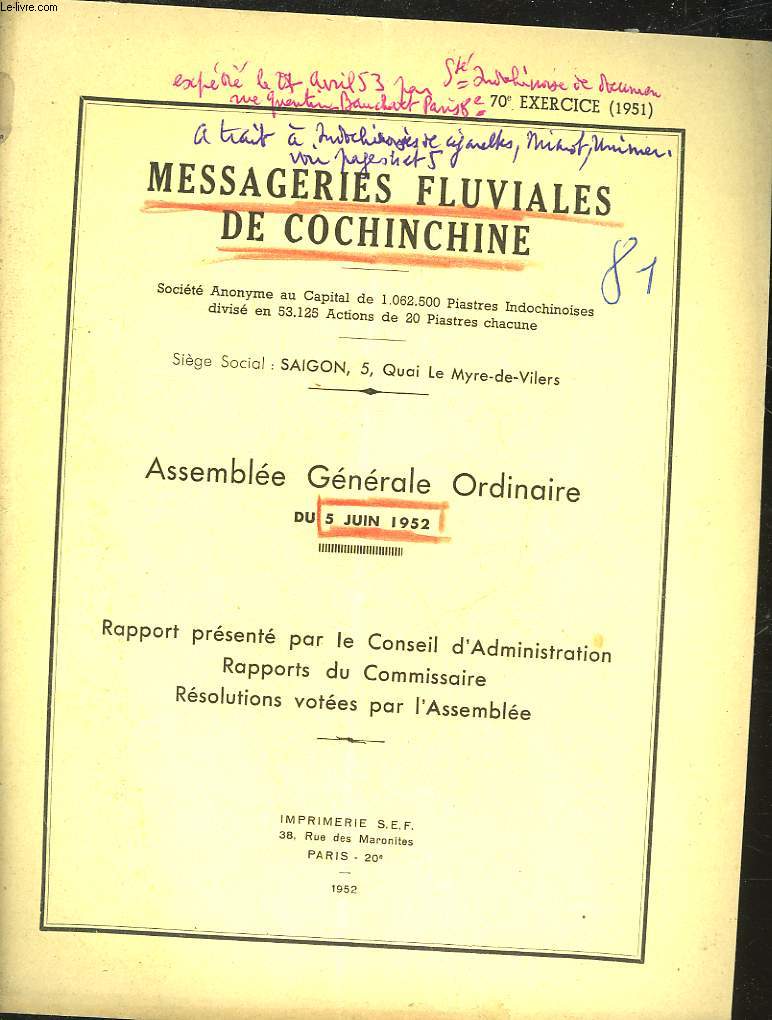 MESSAGERIES FLUVIALES DE COCHICHINE