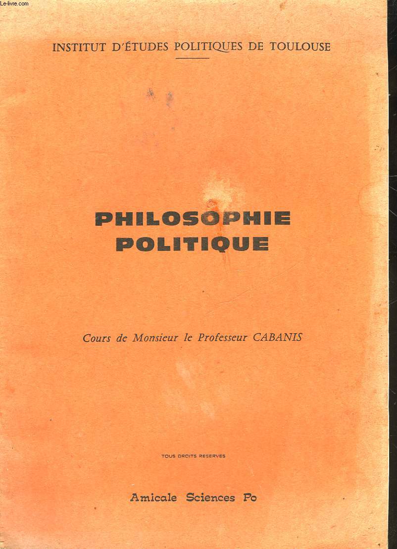 PHILOSOPHIE POLITIQUE - NOTES DE COURS