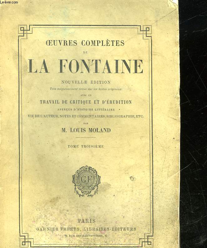 OEUVRES COMPLETES DE LA FONTAINE - TOME 3
