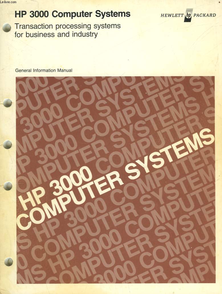HP 3000 COMPUTER SYSTEMS GENERAL INFORMATION MANUAL