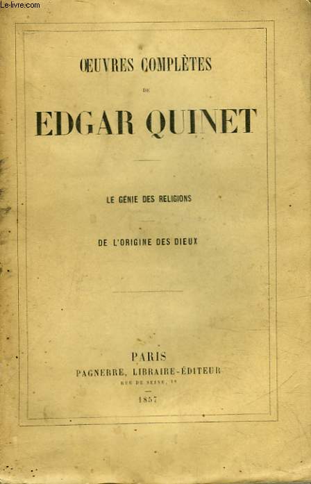 OEUVRES COMPLETES DE EDGAR QUINET - TOME 1