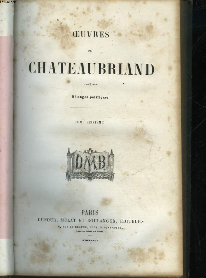 OEUVRES DE CHATEAUBRIAND - TOME 16