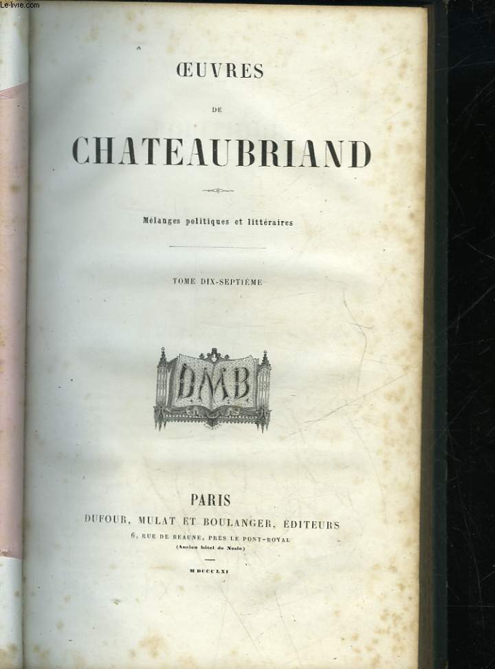 OEUVRES DE CHATEAUBRIAND - TOME 17