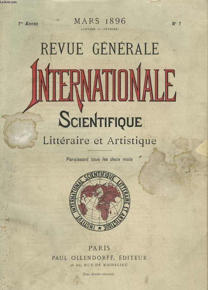 REVUE GENERALE INTERNATIONALE SCIENTIFIQUE LITTERAIRE ET SCIENTIFIQUE - 1 ANNEE - N1