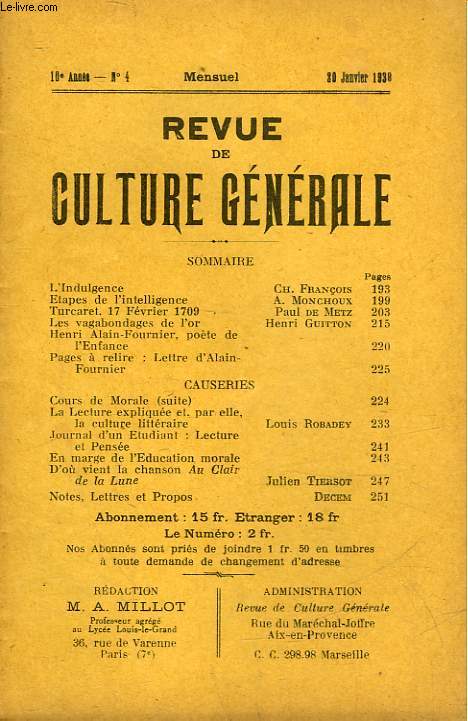 REVUE DE CULTURE GENERALE - 10 ANNEE - N 4
