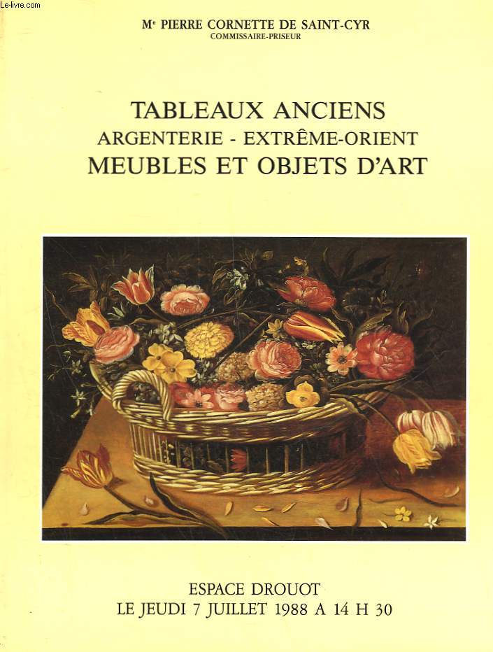 1 CATALOGUE DE VENTE AUX ENCHERES - TABLEAUX ANCIENS - ARGENTERIE - EXTREME-ORIENT - MEUBLES ET OBJETS D'ART