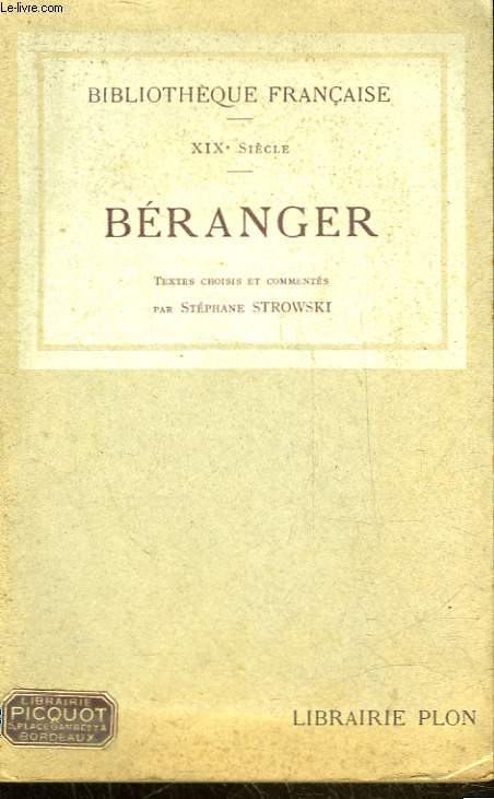 P. J. DE BERANGER - 19 SIECLE