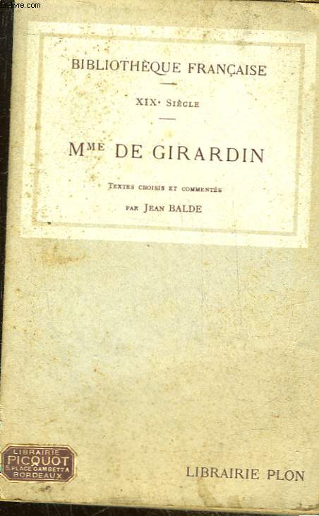 19 SIECLE - MME DE GIRARDIN