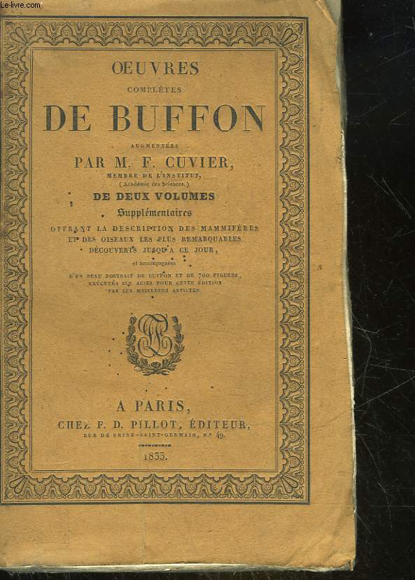 OEUVRES COMPLETES DE BUFFON AUGMENTEES PAR M. F. CUVIER