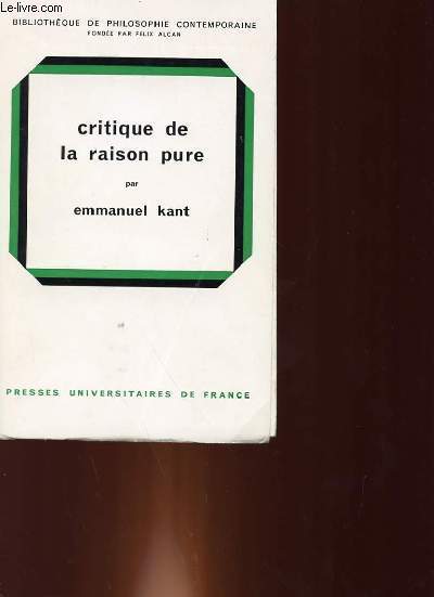 CRITIQUE DE LA RAISON PURE.