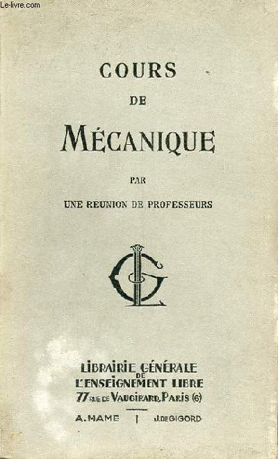 COURS DE MECANIQUE N 277