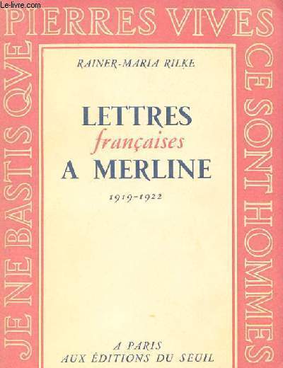 LETTRES FRANCAISES A MERLINE 1919-1922
