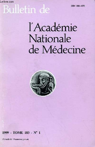 BULLETIN DE L'ACADEMIE NATIONALE DE MEDECINE TOME 183 - N 1