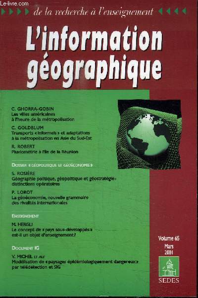 L'INFORMATION GEOGRAPHIQUE VOLUME 65 MARS 2001 - Les villes amricaines  l'heure de la mtropolisation, transports 