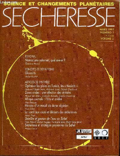 SECHERESSE N1 VOLUME 2 - Nomadisme saharien, quel avenir ?, optimiser les pluies en Tunisie, les 