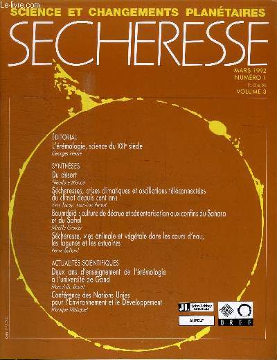 SECHERESSE N1 VOLUME 3 - L'rmologie, science du XXIe sicle, du dsert, ...