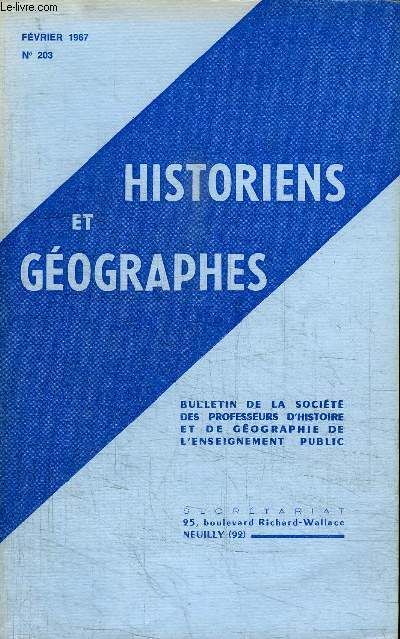 HISTORIENS ET GEOGRAPHES N203 - Besanon : runion du 1er novembre1966 