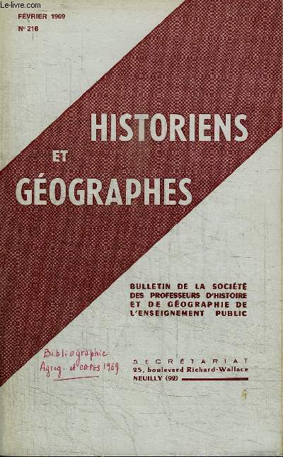HISTORIENS & GEOGRAPHES N216 - La tlvision et l'Histoire, prsentation des programmes d'histoire et de Gographie, classes de 2e, 1re et terminale, ...