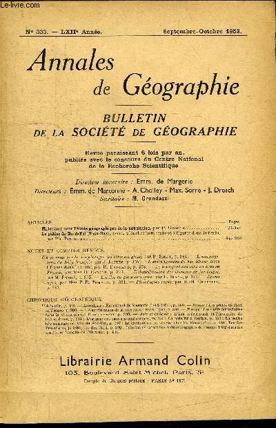 ANNALES DE GEOGRAPHIE N333 - Matriaux pour l'tude gographique de la population, le polder du Nord-Est, ...