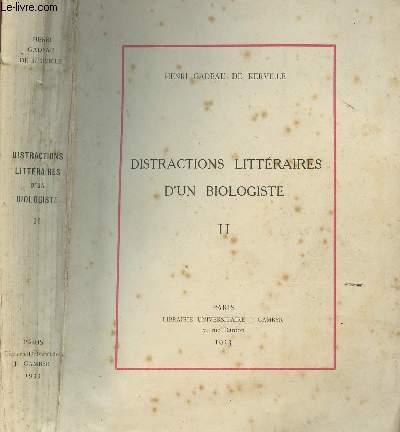 DISTRACTIONS LITTERAIRES D UN BIOLOGISTE II