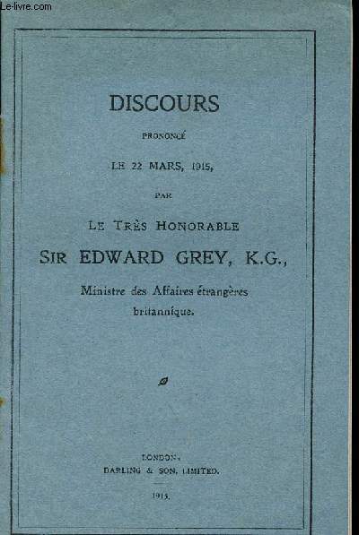 DISCOURS PRONONCE LE 22 MARS 1915