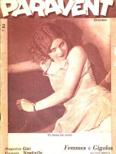 PARAVENT N6- octobre 1933 / ne riez pas.. c'est srieux / l'amour et l'argent, par Maurice de Waleffe / a barde! et comment! / femmes  gigolos, par Paul Reboux / l'heure change, la femme reste...