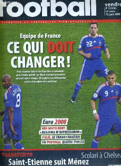 FRANCE FOOTBALL VENDREDI - N3244 bis - 13 juin 2008 / Equipe de France : ce qui doit changer! / euro 2008 : Van Nistelrooy, 