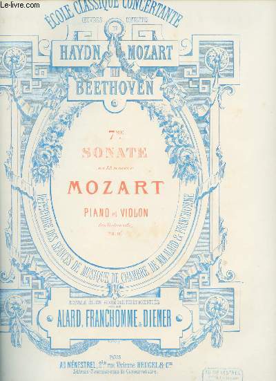 7me sonate en La majeur - Mozart : Piano et violon (ou violoncelle)