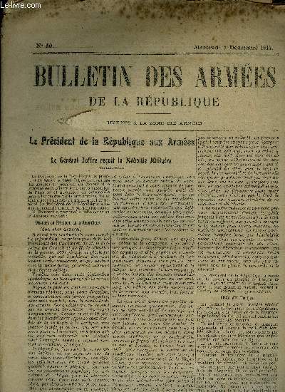 Bulletin des armes de la Rpublique n50 - Mercerdi 2 Dcembre 1914