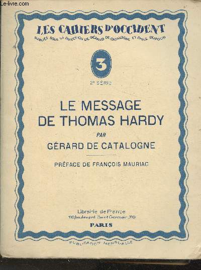 Les cahiers d'Occident N3- Le message de Thomas Hardy