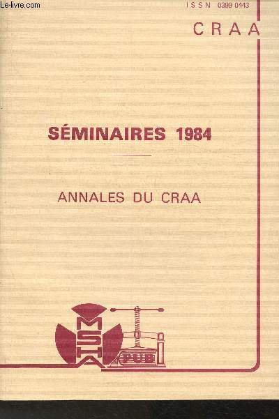 Centre de recherches sur l'Amrique Anglophone N79 Nouvelle srie n10 Sminaires 1984