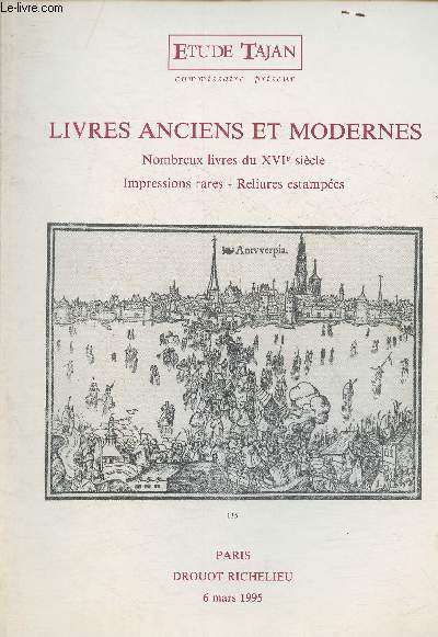 Catalogue de vente aux enchres- 6 mars 1995 Drouot Richelieu salle 1 - Livres anciens et modernes