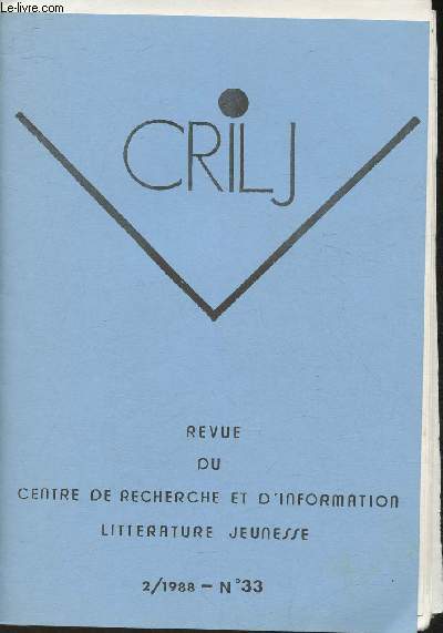 CRILJ - recherche, information, littrature jeunesse- n33- 1998-