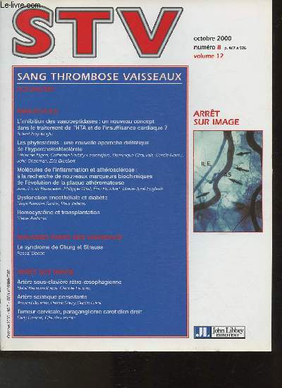 STV (sang, trombose, vaisseaux) Volume 12 , N7 et 8 (2 volumes)