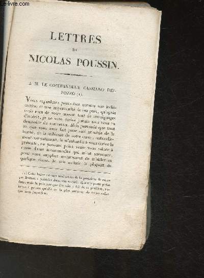 Lettres de Nicolas Poussin  M. le Commandeur Cassiano del Pozzo.